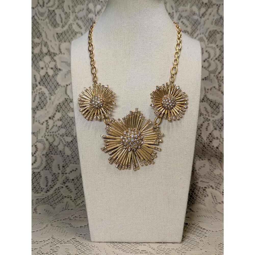 Vince Camuto Goldtone Flower Necklace with Crystals - New with Tag